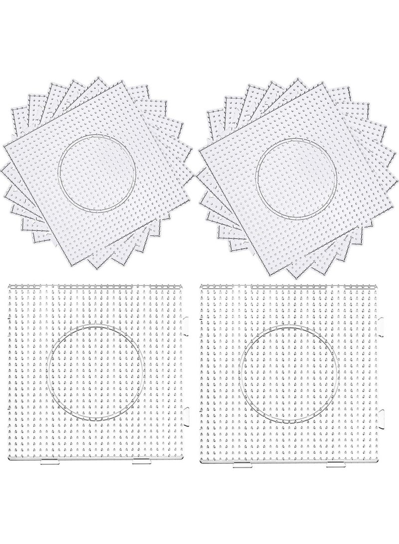 12PCS 5mm Fuse Beads Boards, Large Clear Pegboards Kits, with Gift 4 Lroning Paper （WA3-Z7） - Image 1
